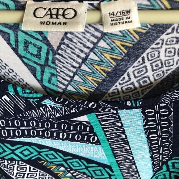 Cato size 14/16 Black green 3/4 sleeve tunic top - Picture 4 of 4